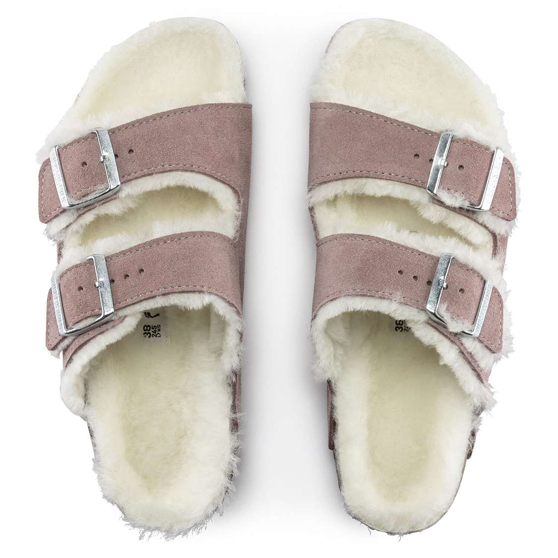 Birkenstock Arizona Shearling Suede Leather Two Strap Sandals Lavender | xTgfG8Zv5Gb