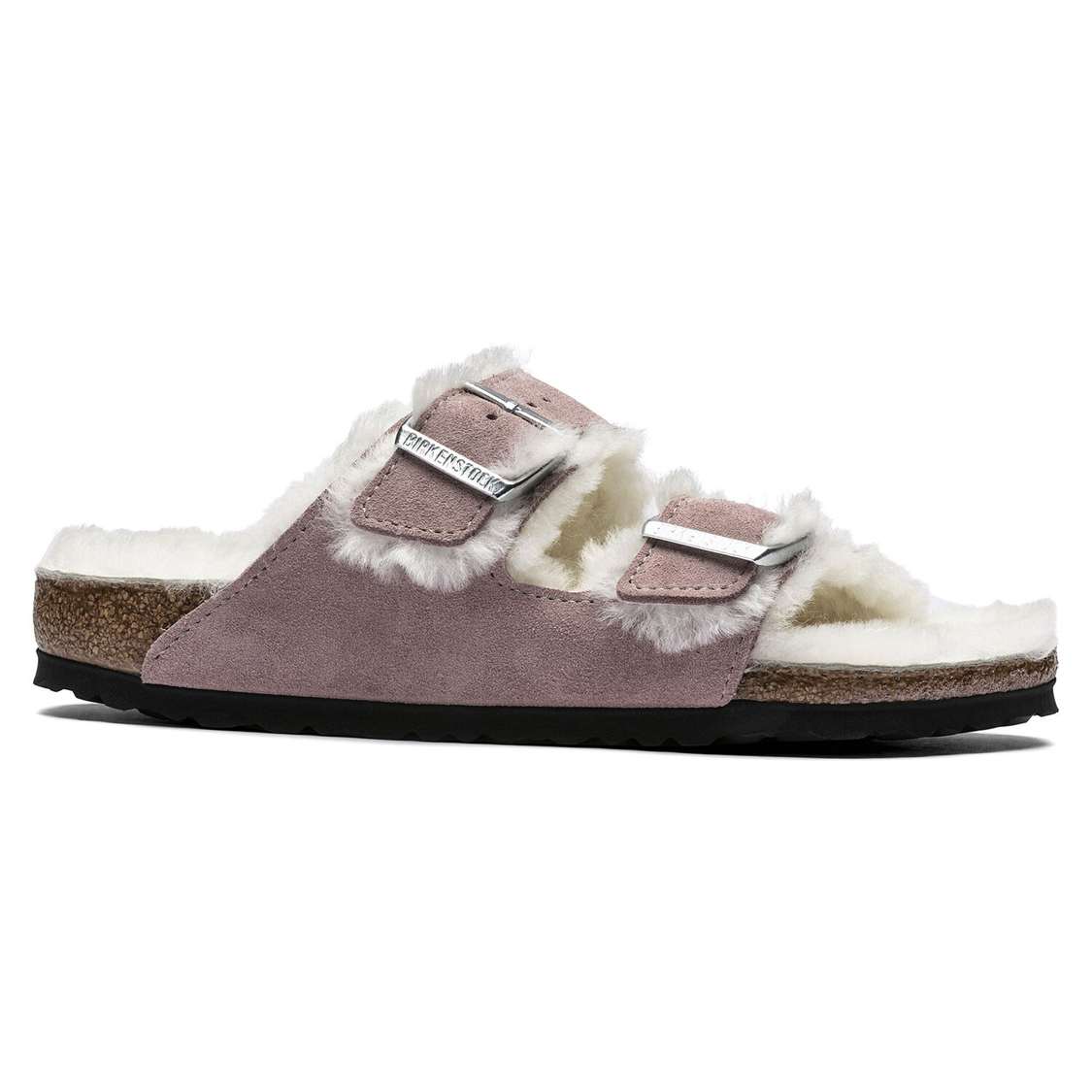 Birkenstock Arizona Shearling Suede Leather Two Strap Sandals Lavender | xTgfG8Zv5Gb