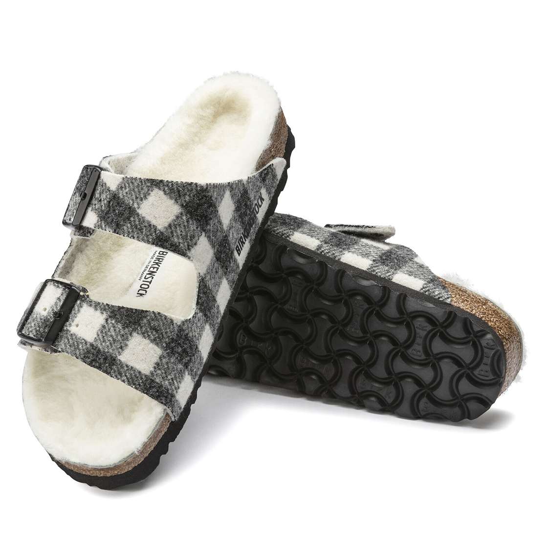 Birkenstock Arizona Shearling Wool Two Strap Sandals White | 8qihmueDmzv