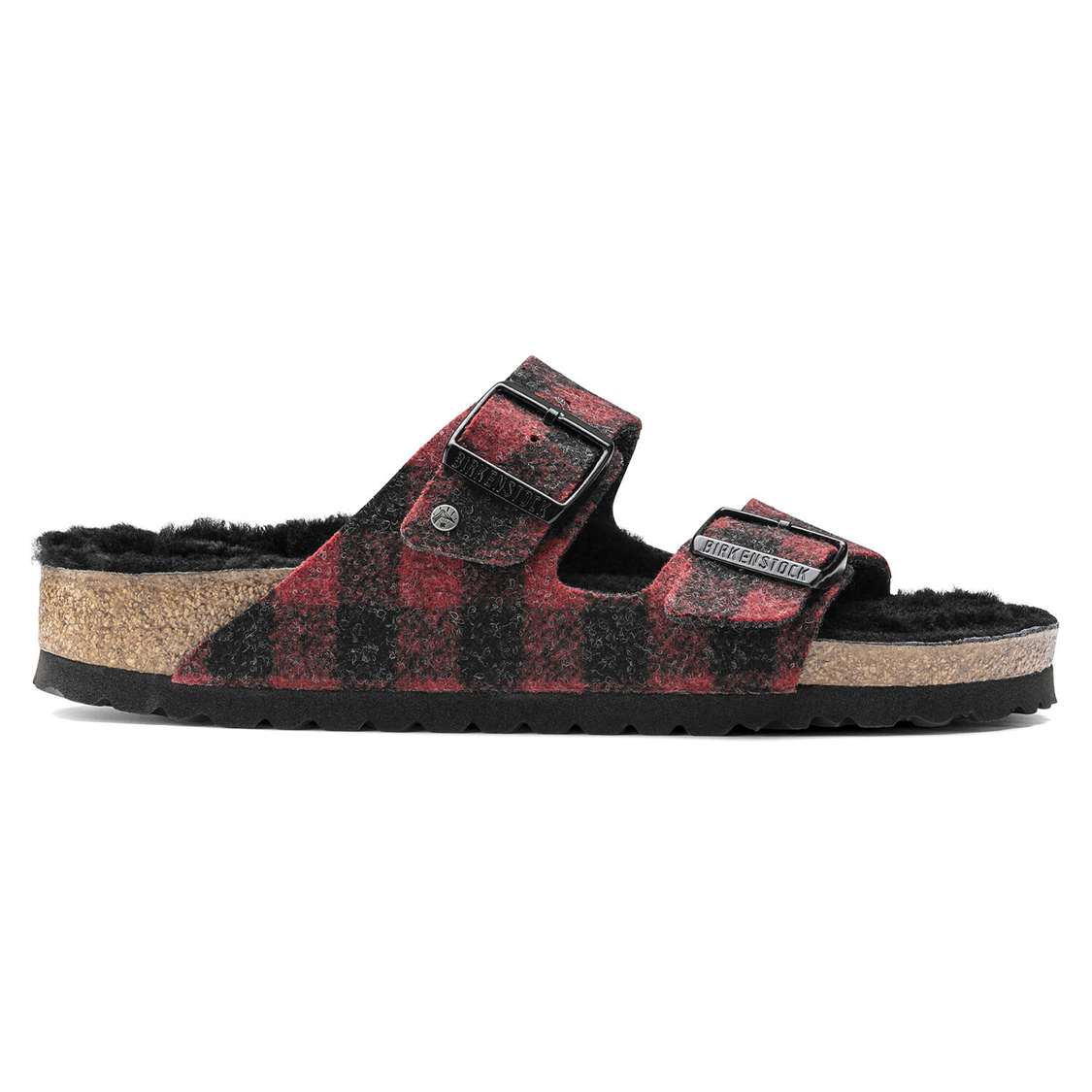 Birkenstock Arizona Shearling Wool Two Strap Sandals Red | CI5DwrX1RDf