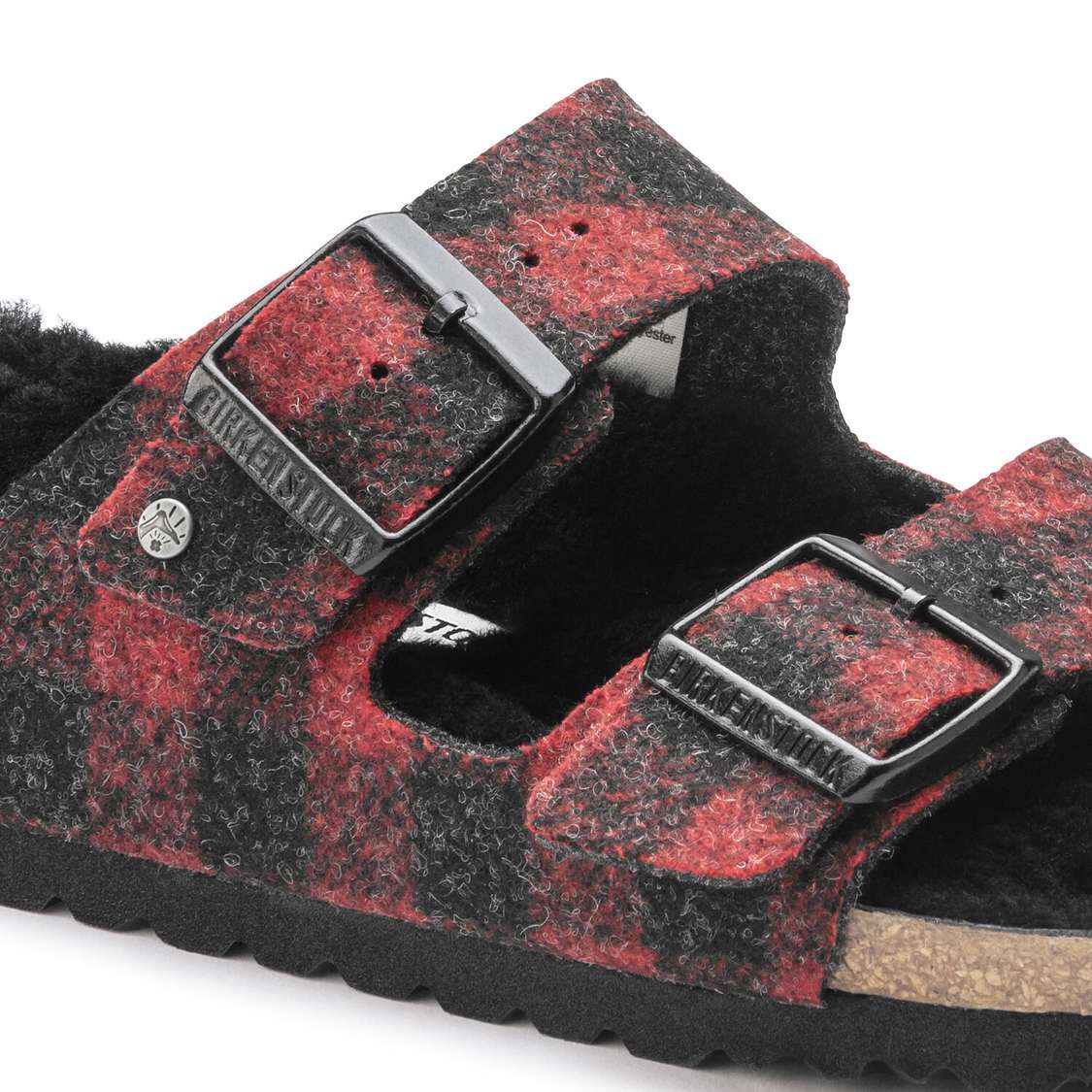 Birkenstock Arizona Shearling Wool Two Strap Sandals Red | CI5DwrX1RDf