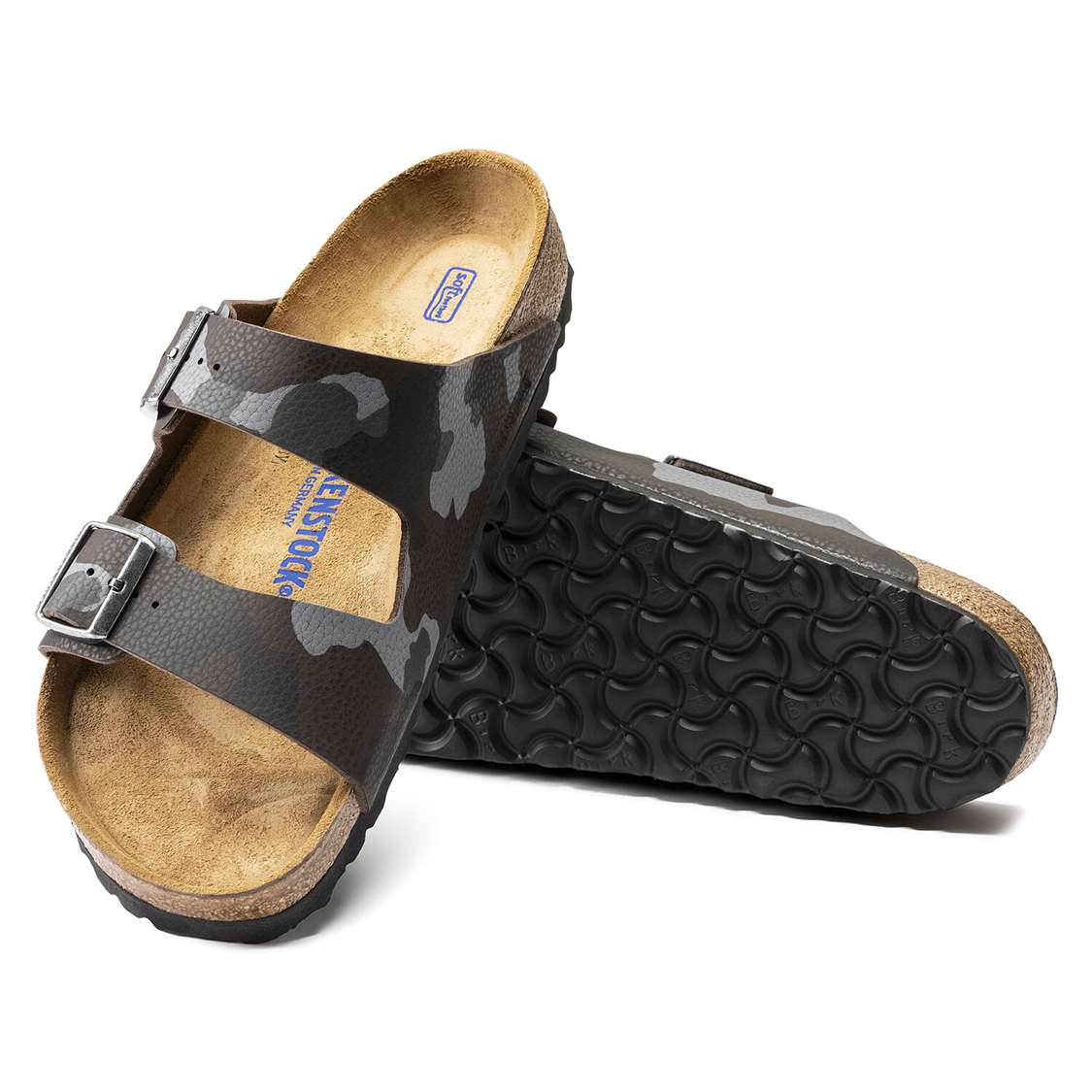 Birkenstock Arizona Soft Footbed Birko-Flor Two Strap Sandals Camo Brown | M5aqU6FaW3b