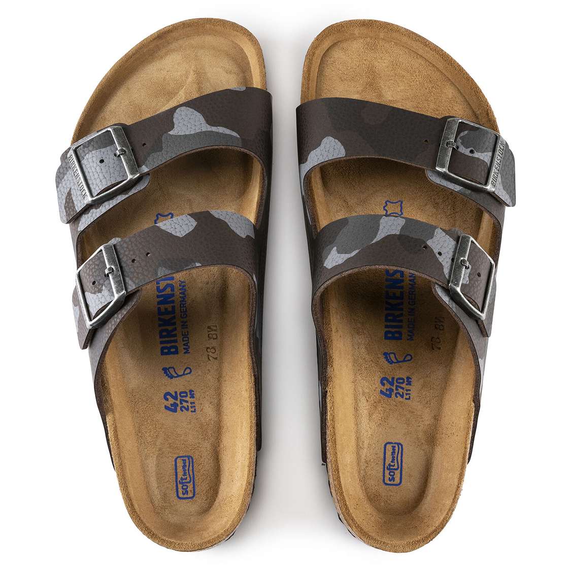 Birkenstock Arizona Soft Footbed Birko-Flor Two Strap Sandals Camo Brown | M5aqU6FaW3b