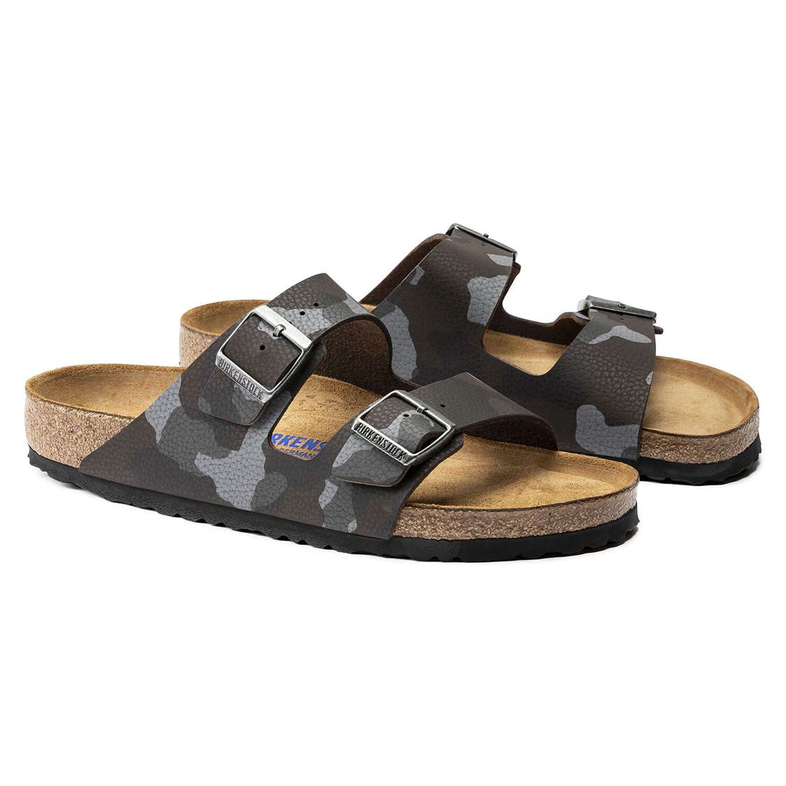 Birkenstock Arizona Soft Footbed Birko-Flor Two Strap Sandals Camo Brown | M5aqU6FaW3b