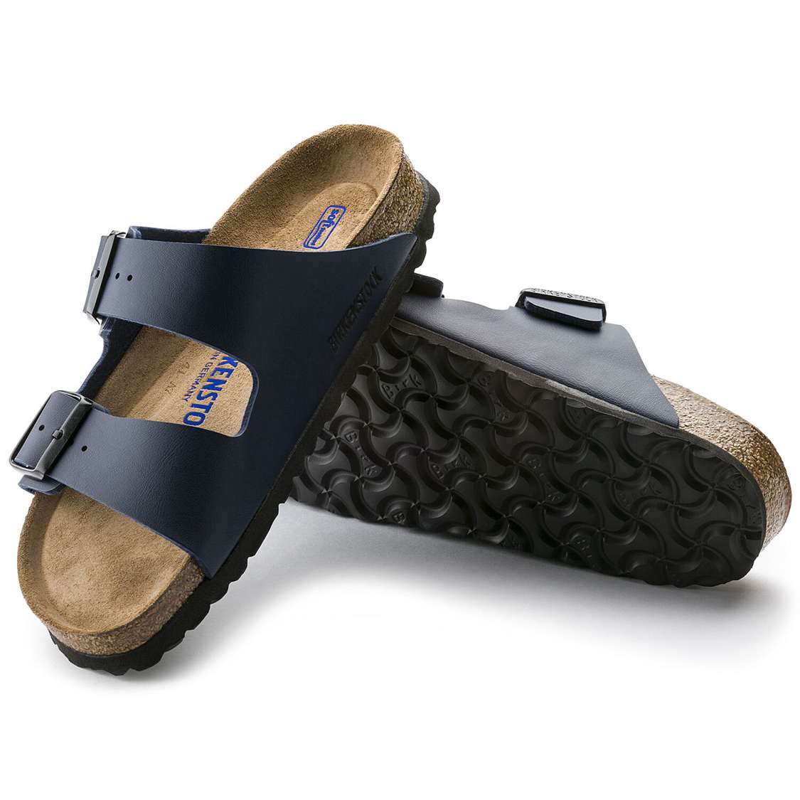 Birkenstock Arizona Soft Footbed Birko-Flor Two Strap Sandals Blue | MODwUZRRhJv