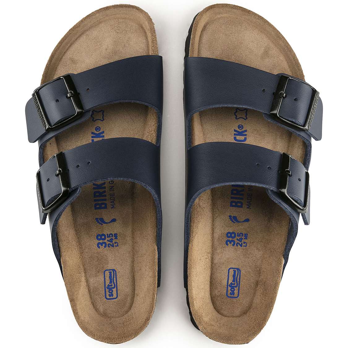 Birkenstock Arizona Soft Footbed Birko-Flor Two Strap Sandals Blue | MODwUZRRhJv