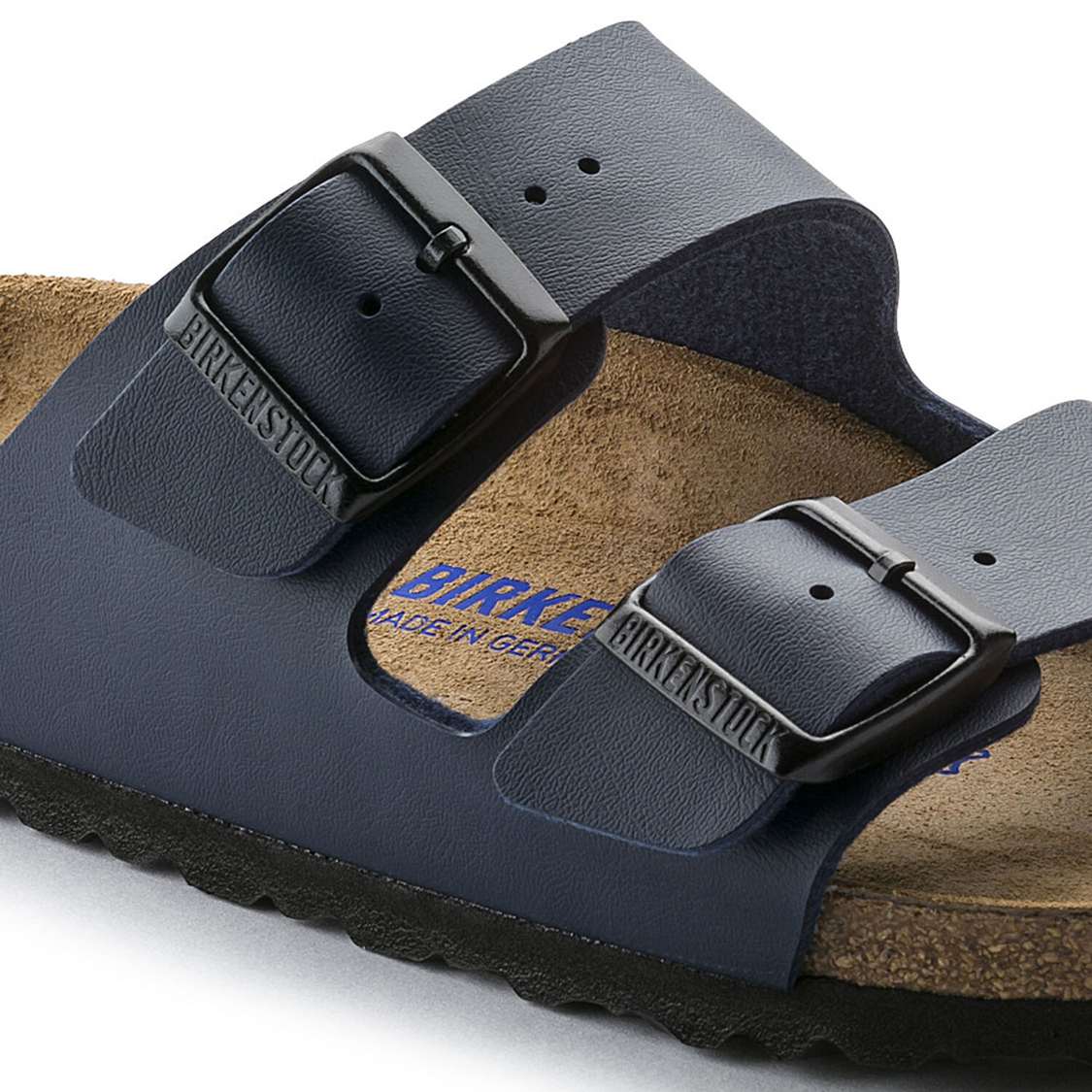 Birkenstock Arizona Soft Footbed Birko-Flor Two Strap Sandals Blue | MODwUZRRhJv