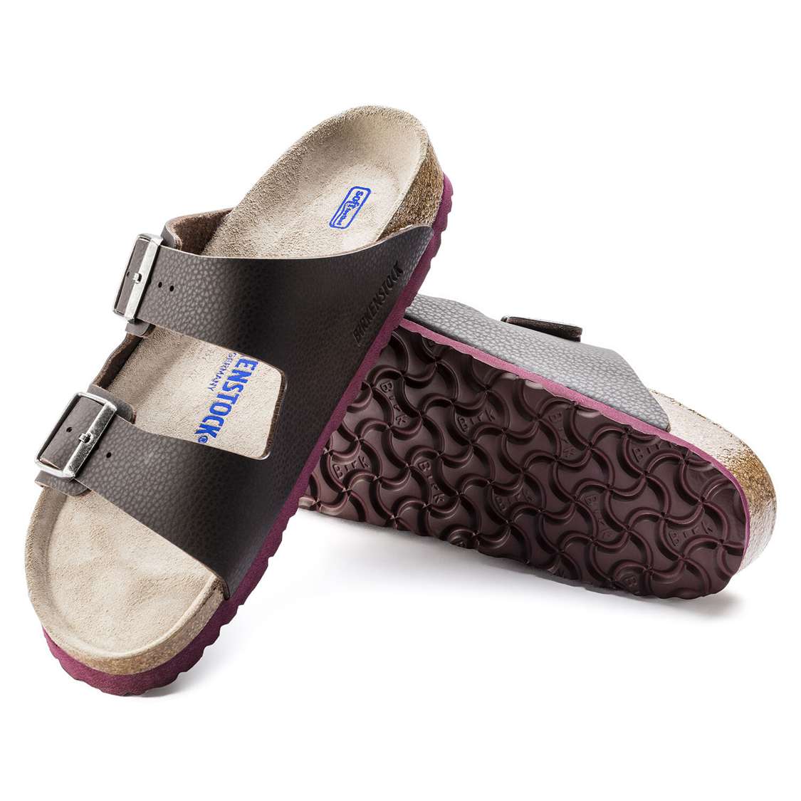 Birkenstock Arizona Soft Footbed Birko-Flor Embossed Two Strap Sandals Black | Oh2uzyFo8kQ