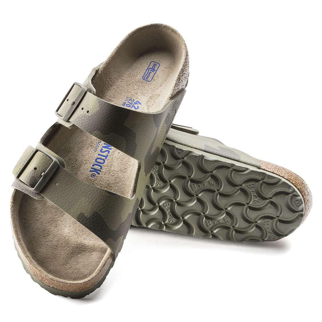 Birkenstock Arizona Soft Footbed Birko-Flor Two Strap Sandals Camo Green | T63lhAXTRo8