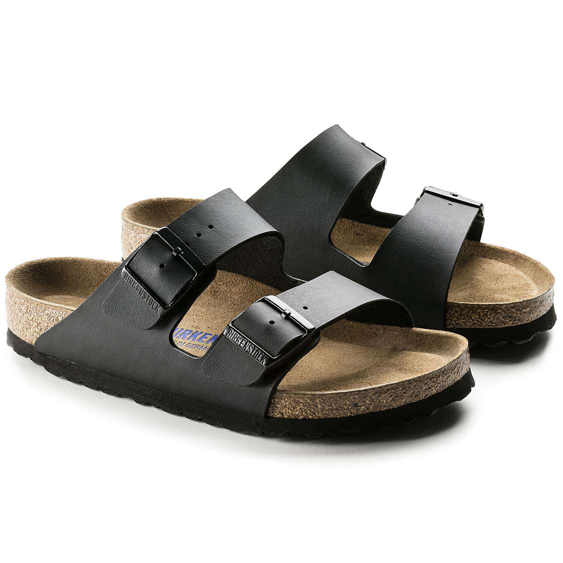 Birkenstock Arizona Soft Footbed Birko-Flor Two Strap Sandals Black | eUQVrDrFqSo