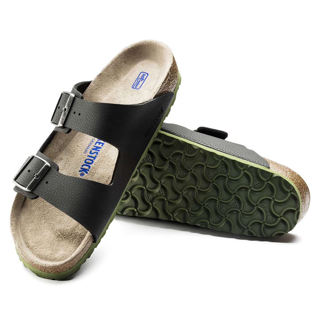 Birkenstock Arizona Soft Footbed Birko-Flor Embossed Two Strap Sandals Black | ghzHEWtcClv