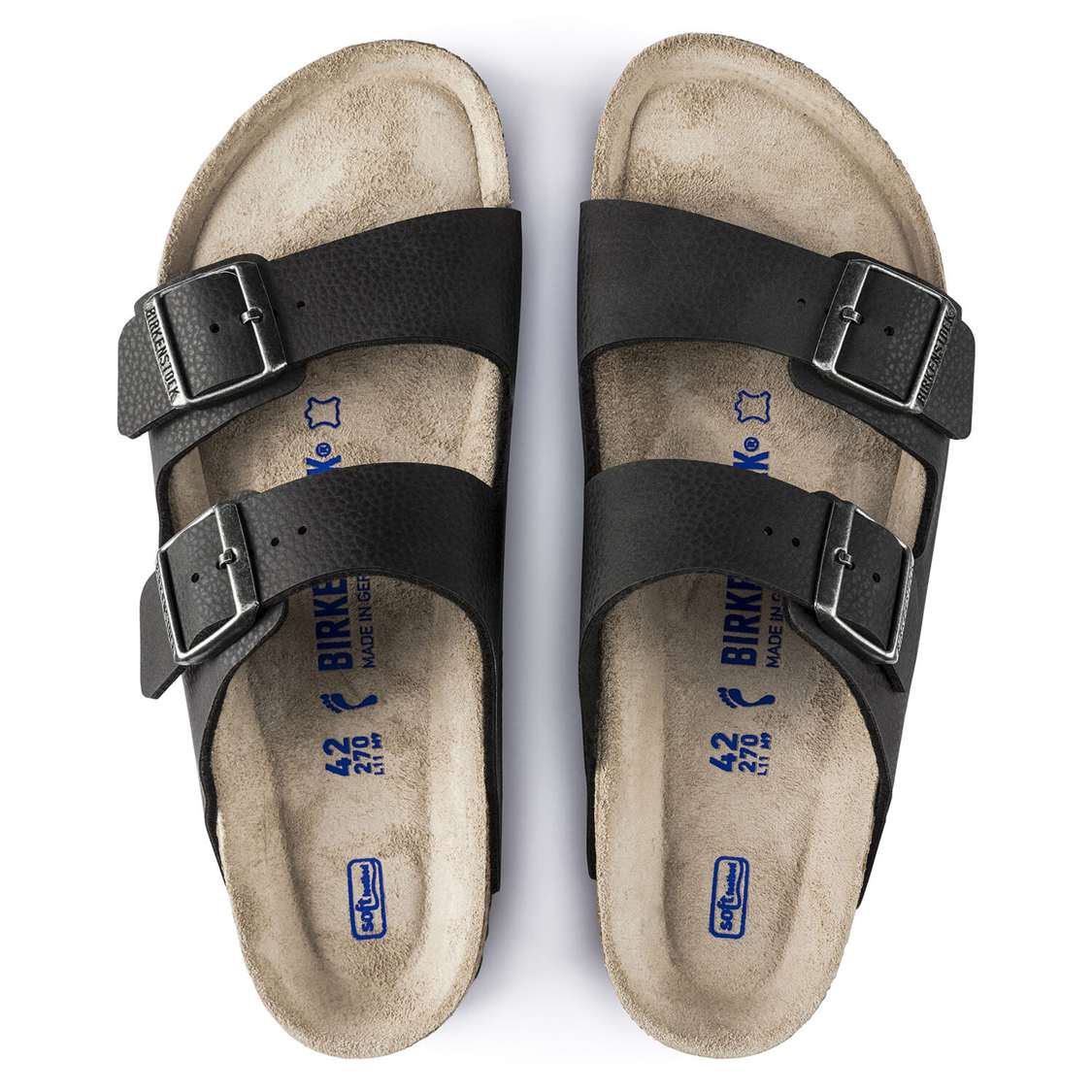 Birkenstock Arizona Soft Footbed Birko-Flor Embossed Two Strap Sandals Black | ghzHEWtcClv