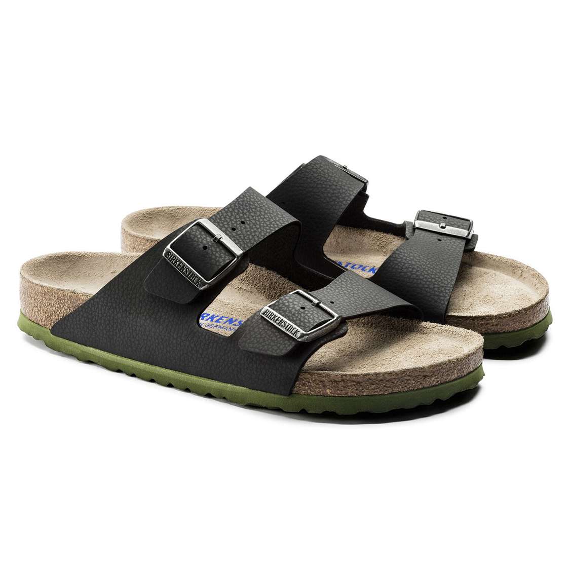 Birkenstock Arizona Soft Footbed Birko-Flor Embossed Two Strap Sandals Black | ghzHEWtcClv