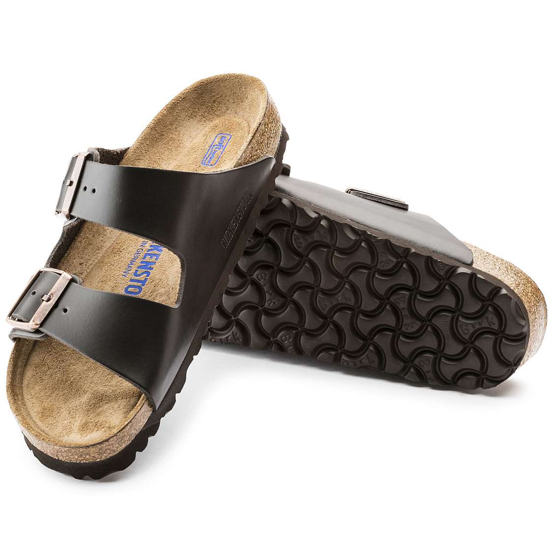 Birkenstock Arizona Soft Footbed Leather Two Strap Sandals Brown | 5csc4BON8wA