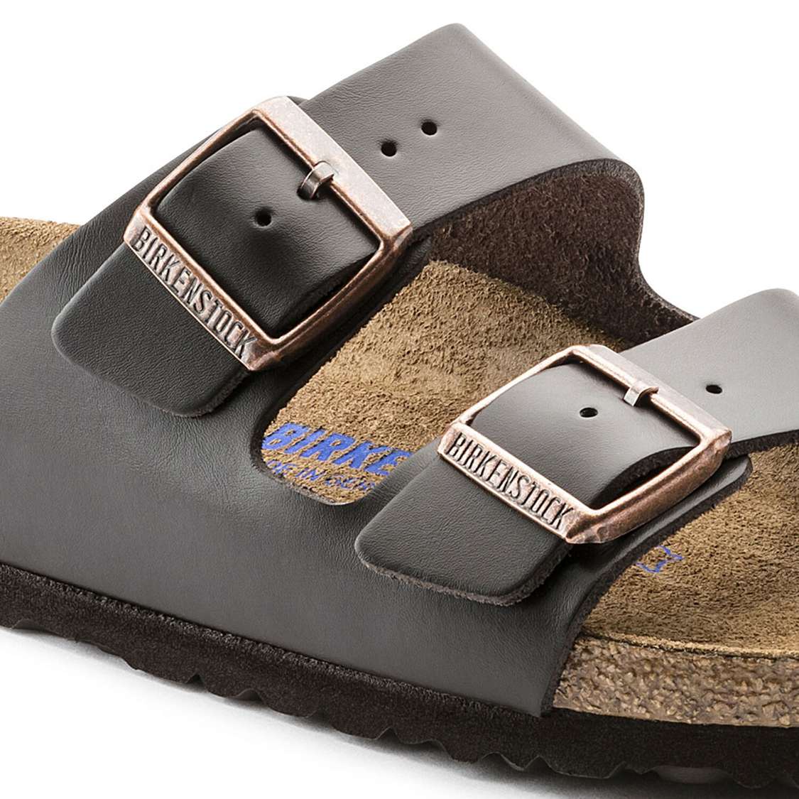 Birkenstock Arizona Soft Footbed Leather Two Strap Sandals Brown | 5csc4BON8wA