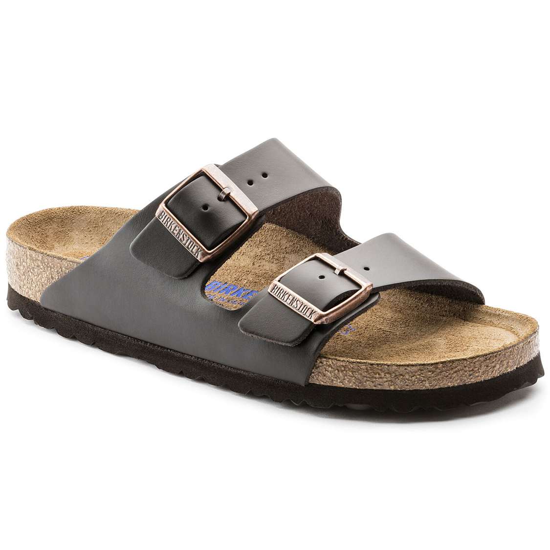 Birkenstock Arizona Soft Footbed Leather Two Strap Sandals Brown | 5csc4BON8wA