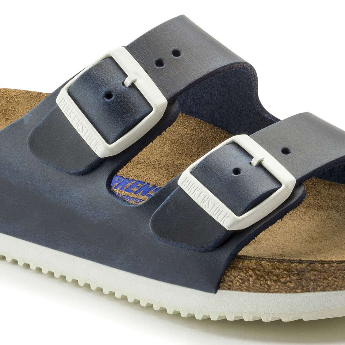 Birkenstock Arizona Soft Footbed Leather Two Strap Sandals Blue | FV77lC5Uqkz