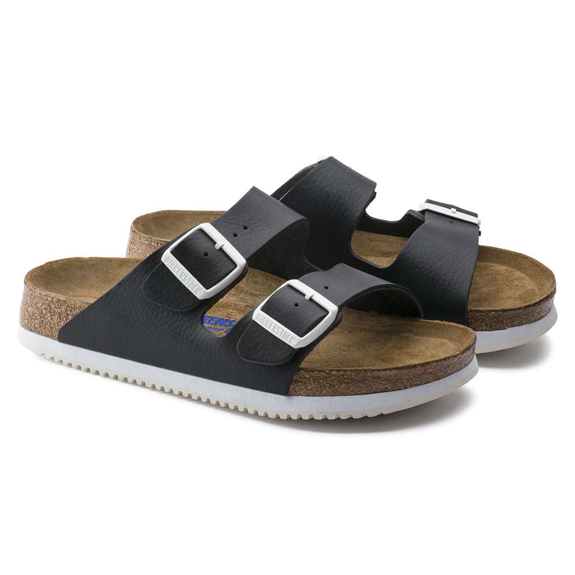 Birkenstock Arizona Soft Footbed Leather Two Strap Sandals Black | aOhR1xOxGb5