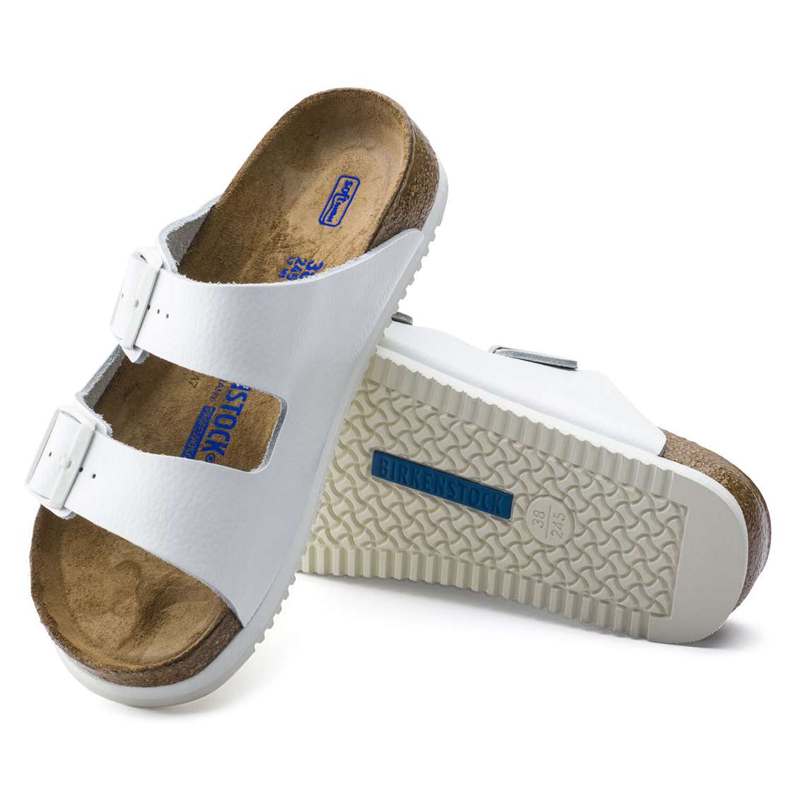 Birkenstock Arizona Soft Footbed Leather Two Strap Sandals White | figPBrHyZMX