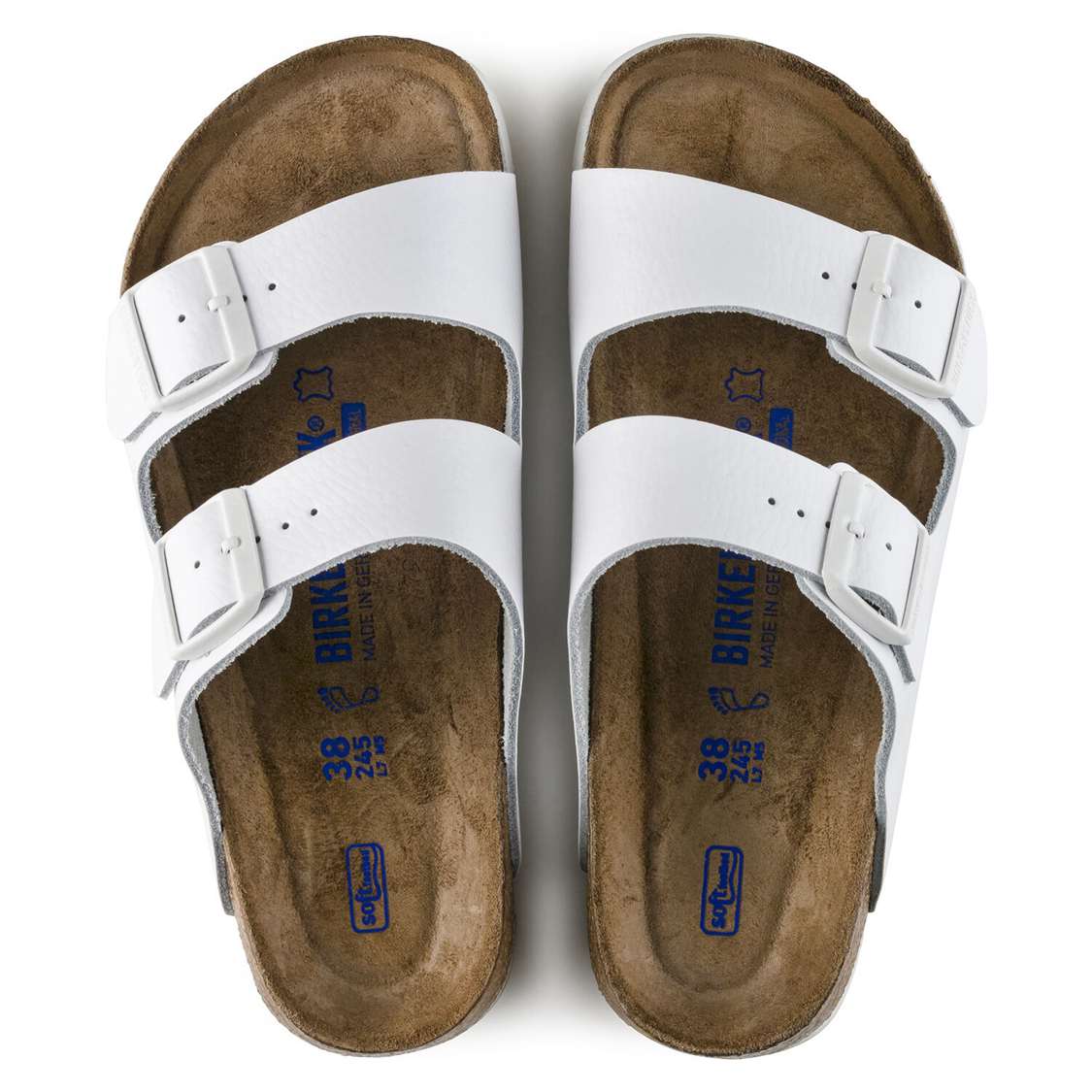 Birkenstock Arizona Soft Footbed Leather Two Strap Sandals White | figPBrHyZMX