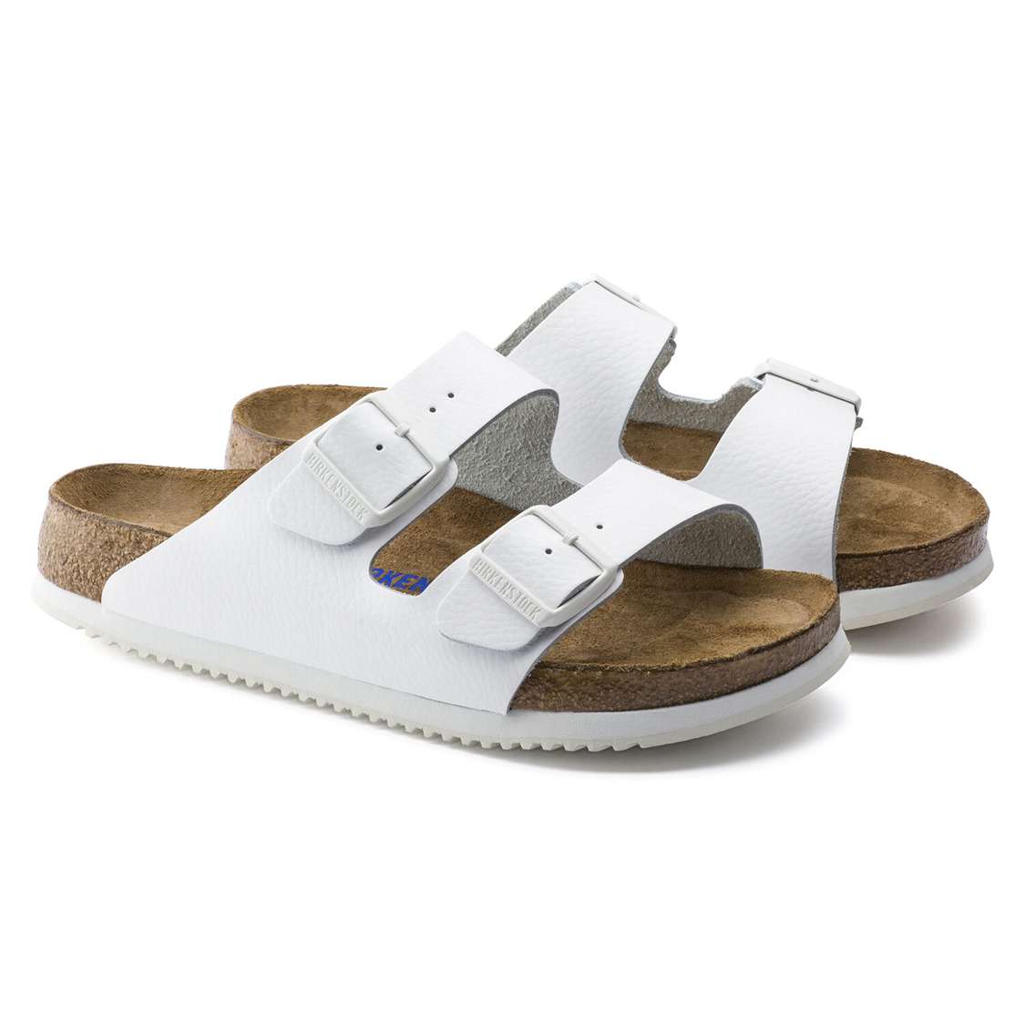 Birkenstock Arizona Soft Footbed Leather Two Strap Sandals White | figPBrHyZMX