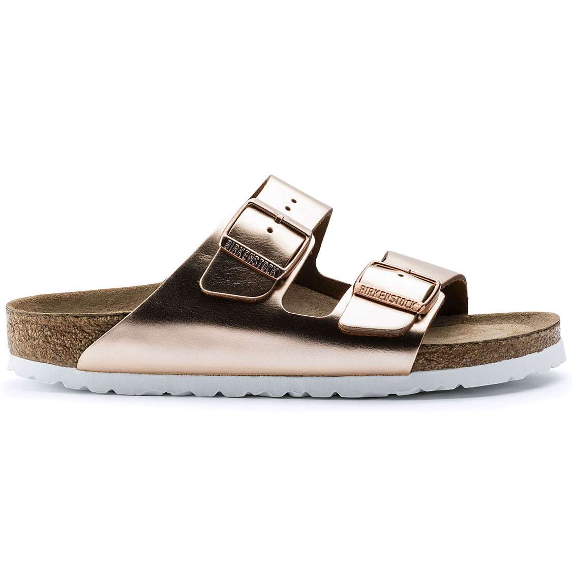 Birkenstock Arizona Soft Footbed Leather Two Strap Sandals Copper | movWkROBXlc