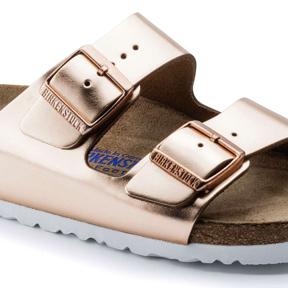 Birkenstock Arizona Soft Footbed Leather Two Strap Sandals Copper | movWkROBXlc