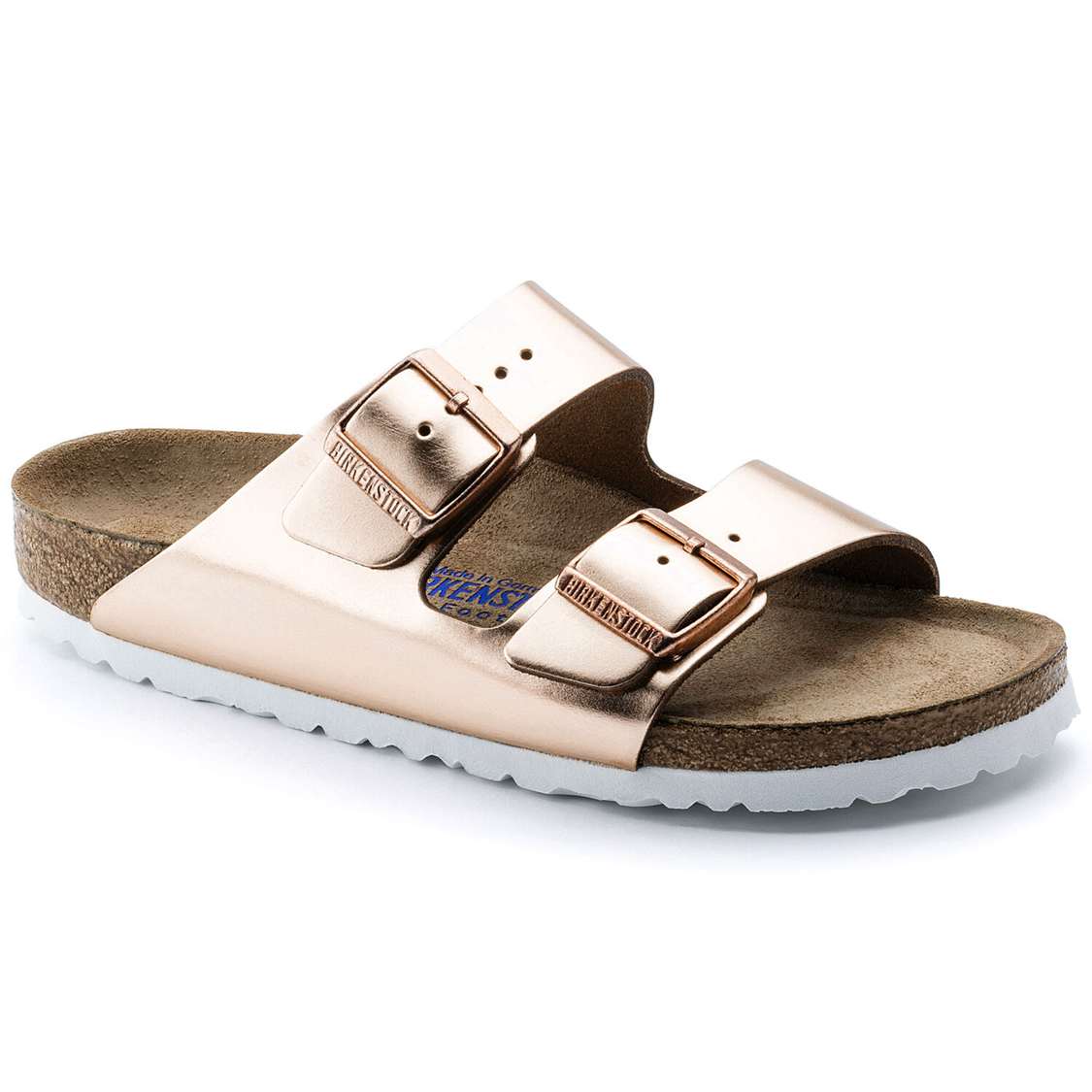 Birkenstock Arizona Soft Footbed Leather Two Strap Sandals Copper | movWkROBXlc