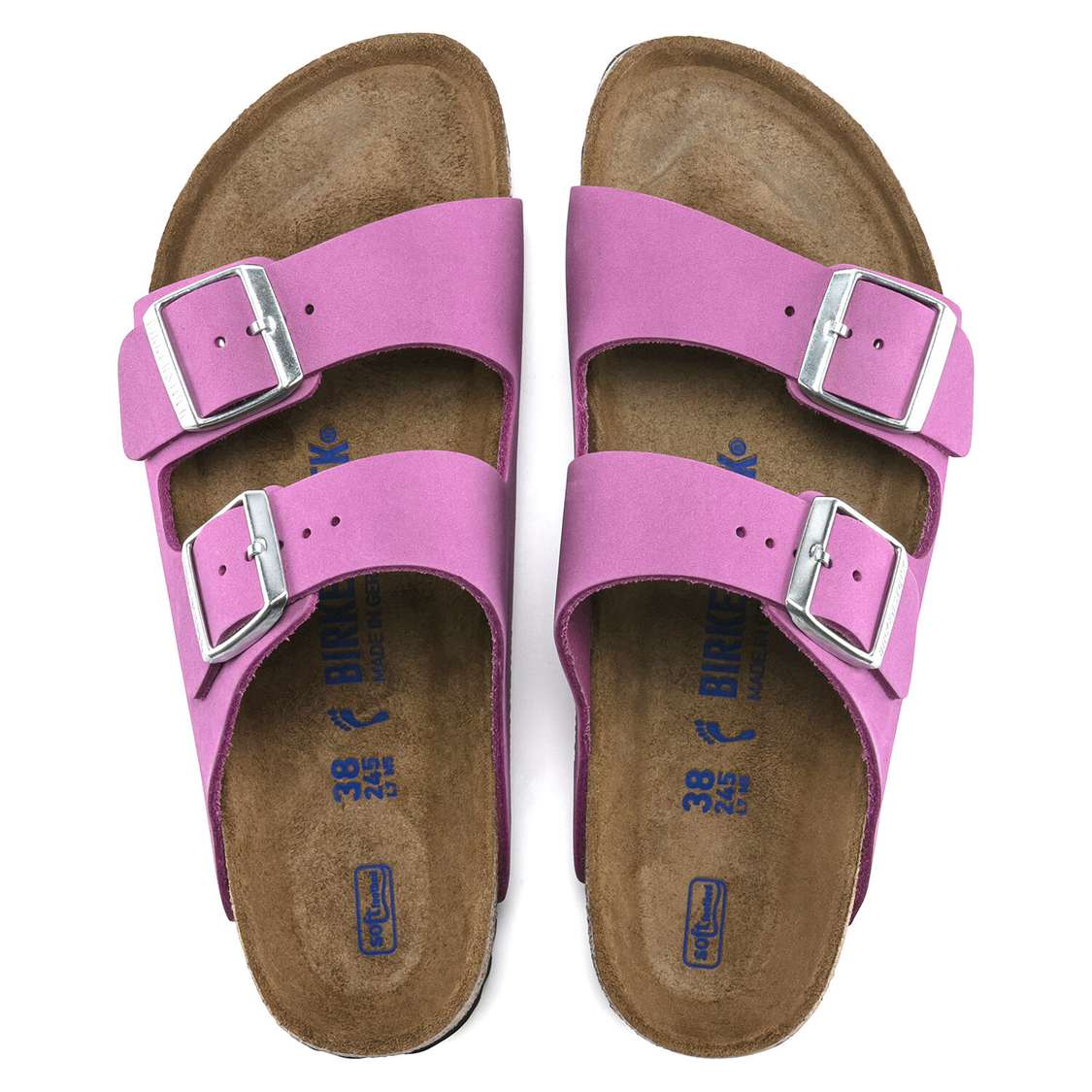 Birkenstock Arizona Soft Footbed Nubuck Leather Two Strap Sandals Purple | LQzGSgw9Xp7