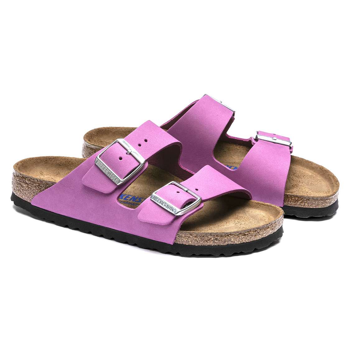 Birkenstock Arizona Soft Footbed Nubuck Leather Two Strap Sandals Purple | LQzGSgw9Xp7