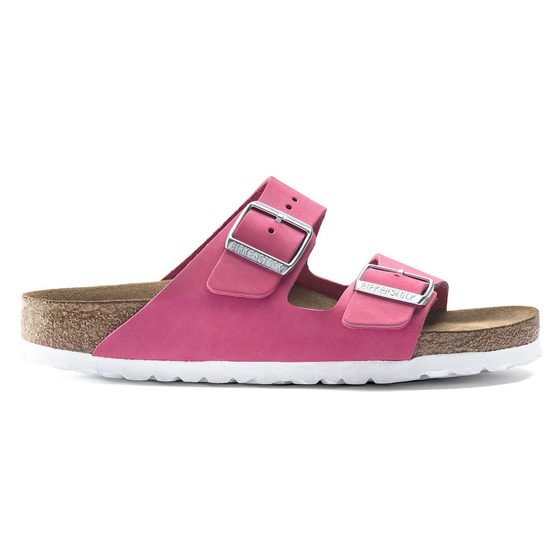 Birkenstock Arizona Soft Footbed Nubuck Leather Two Strap Sandals Fuchsia | ZkaMXhSPfX9