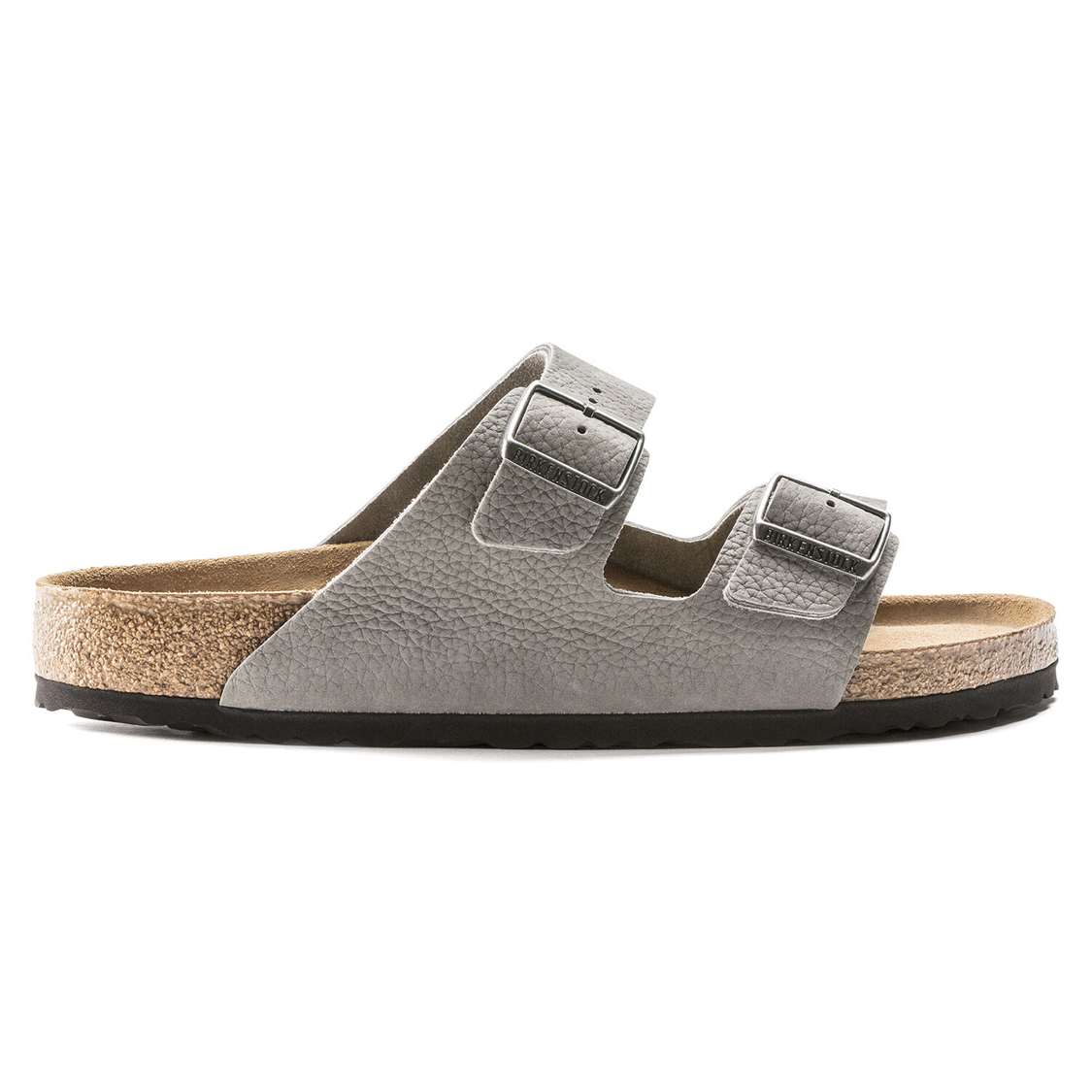 Birkenstock Arizona Soft Footbed Nubuck Leather Two Strap Sandals Grey | uBfGSgisWN9