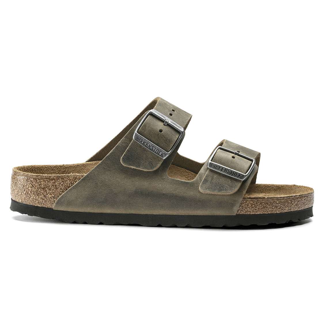 Birkenstock Arizona Soft Footbed Oiled Leather Two Strap Sandals Khaki | 484oxoRIdGL