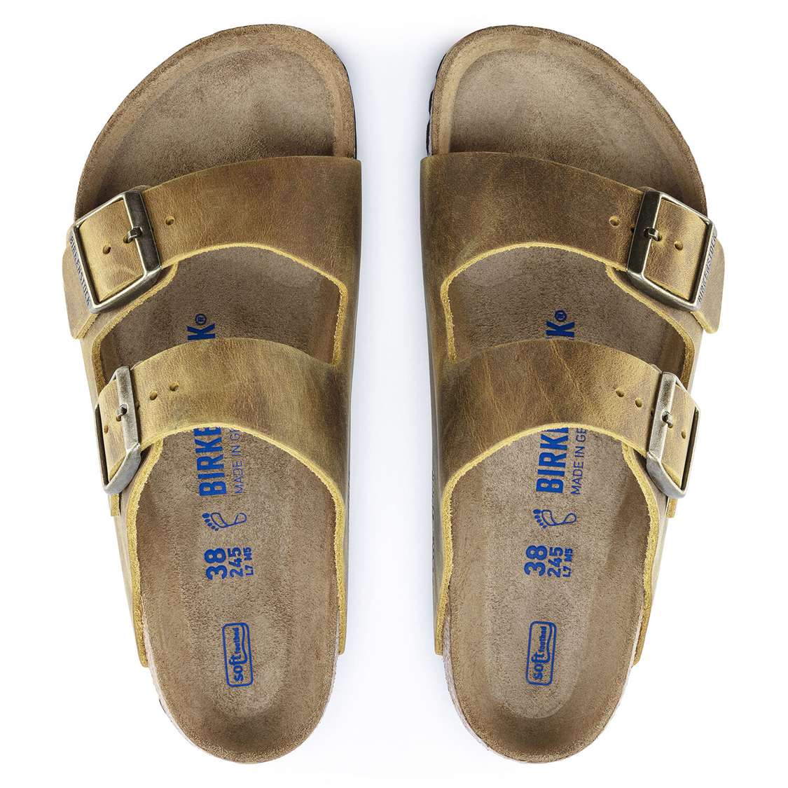 Birkenstock Arizona Soft Footbed Oiled Leather Two Strap Sandals Yellow | HJhBETFvdg5