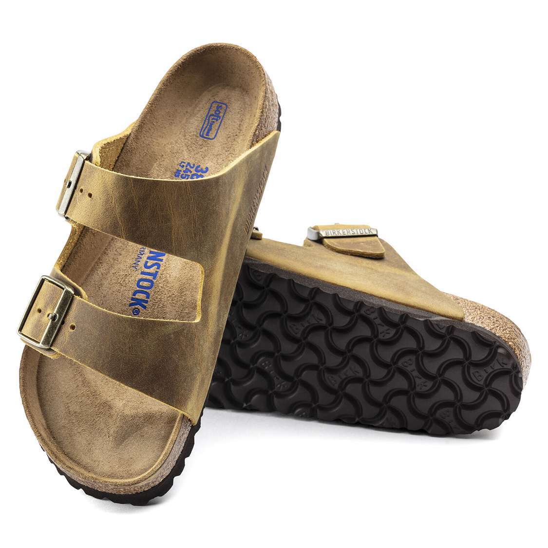 Birkenstock Arizona Soft Footbed Oiled Leather Two Strap Sandals Yellow | MvDQukMXkUT