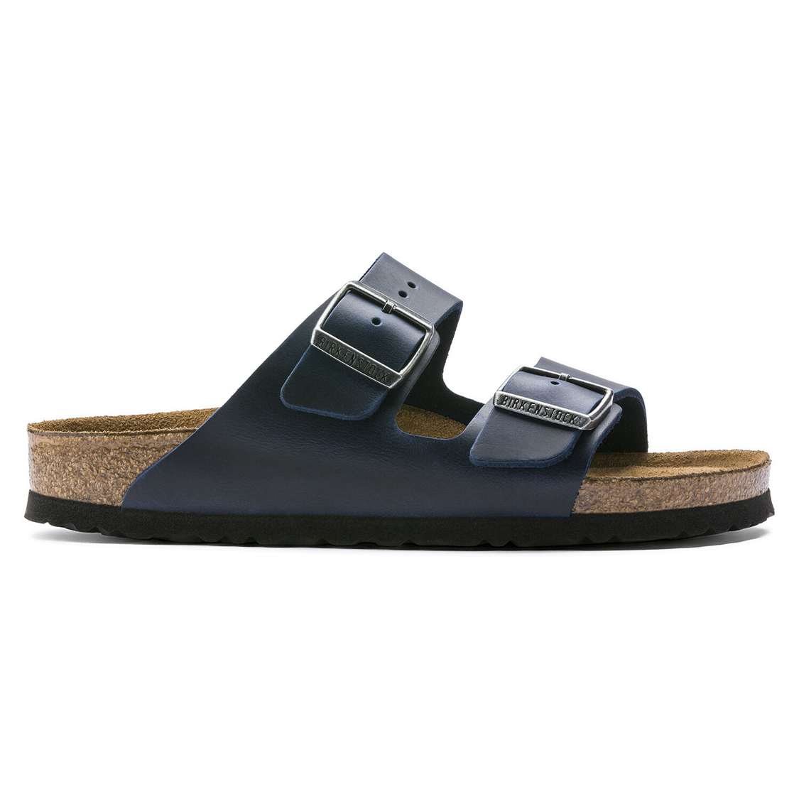 Birkenstock Arizona Soft Footbed Oiled Nubuck Leather Two Strap Sandals Blue | DMIuYLJyram