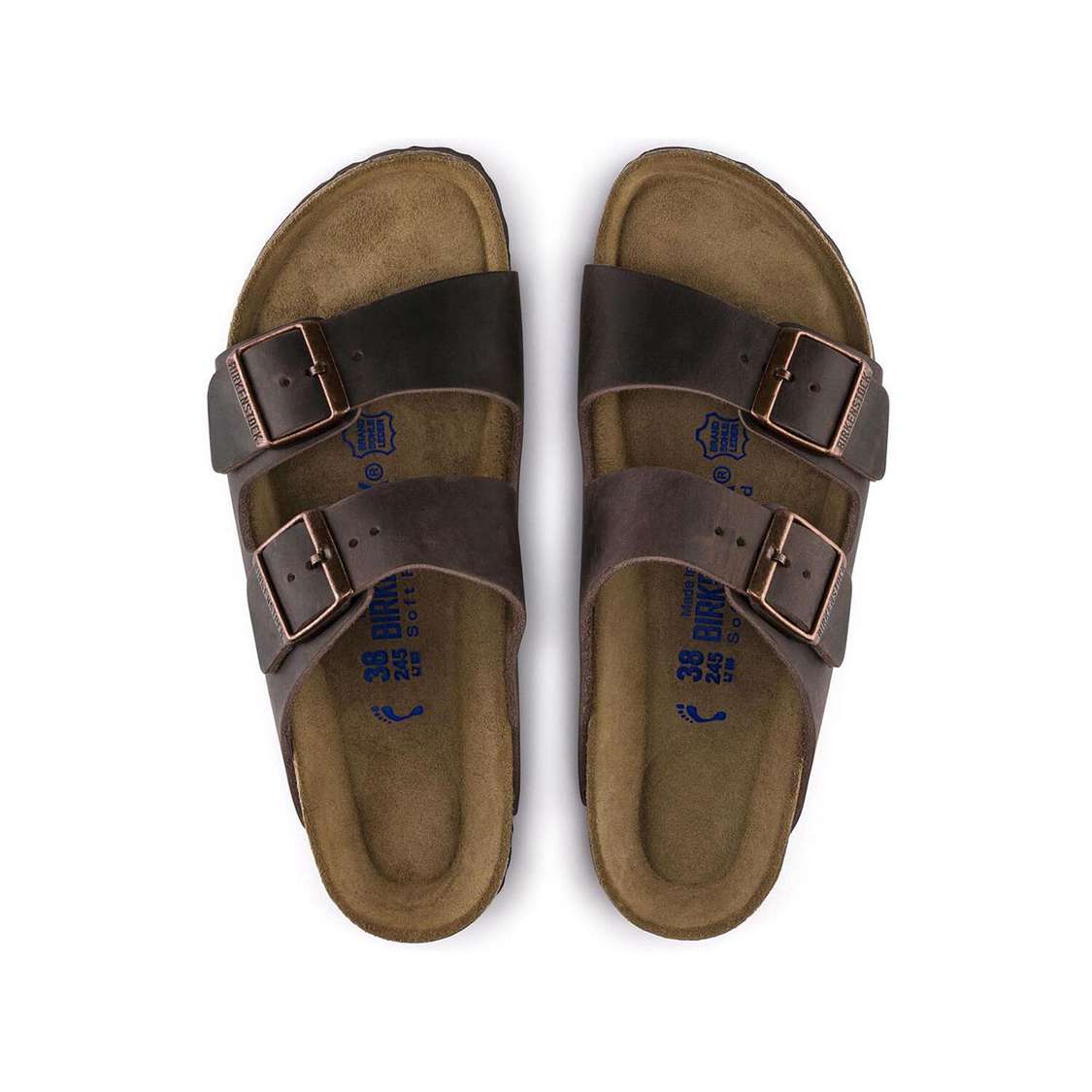 Birkenstock Arizona Soft Footbed Oiled Nubuck Leather Two Strap Sandals Brown | G2JtsogloGP