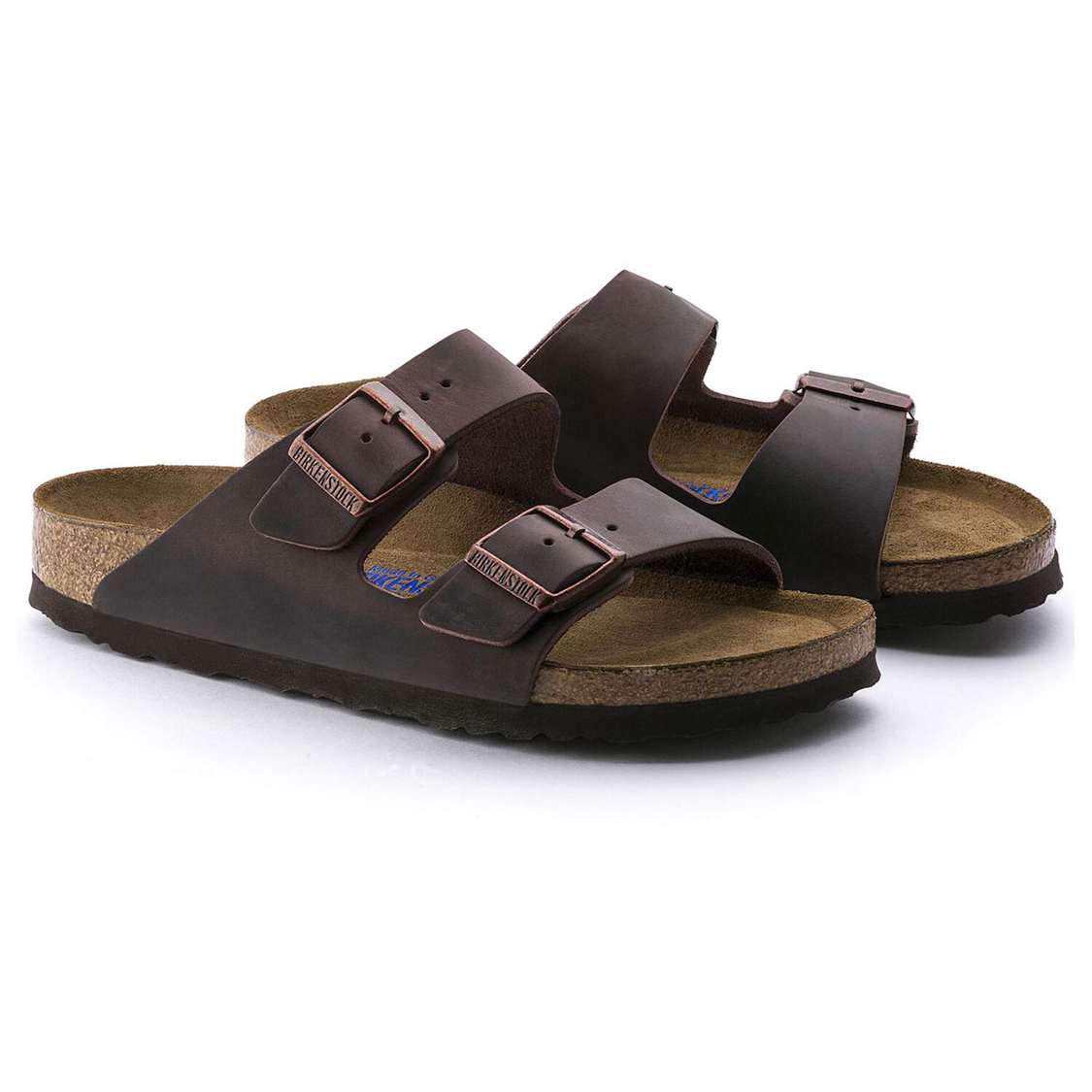 Birkenstock Arizona Soft Footbed Oiled Nubuck Leather Two Strap Sandals Brown | G2JtsogloGP