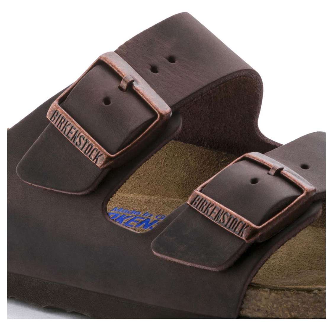 Birkenstock Arizona Soft Footbed Oiled Nubuck Leather Two Strap Sandals Brown | G2JtsogloGP