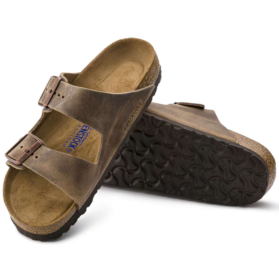 Birkenstock Arizona Soft Footbed Oiled Nubuck Leather Two Strap Sandals Brown | HBD4BA7BxNq