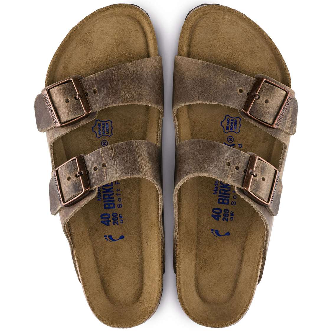 Birkenstock Arizona Soft Footbed Oiled Nubuck Leather Two Strap Sandals Brown | HBD4BA7BxNq