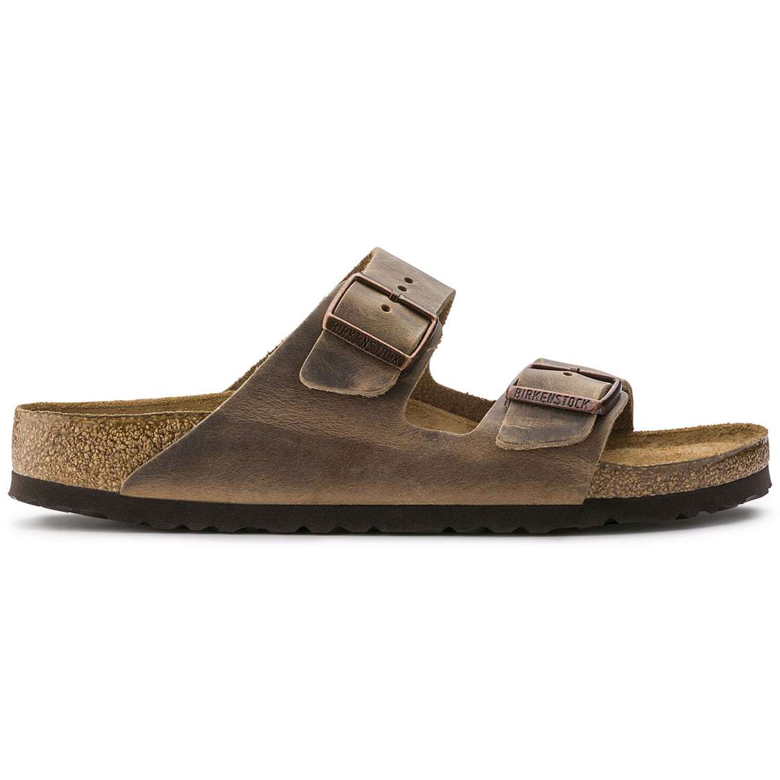 Birkenstock Arizona Soft Footbed Oiled Nubuck Leather Two Strap Sandals Brown | HBD4BA7BxNq