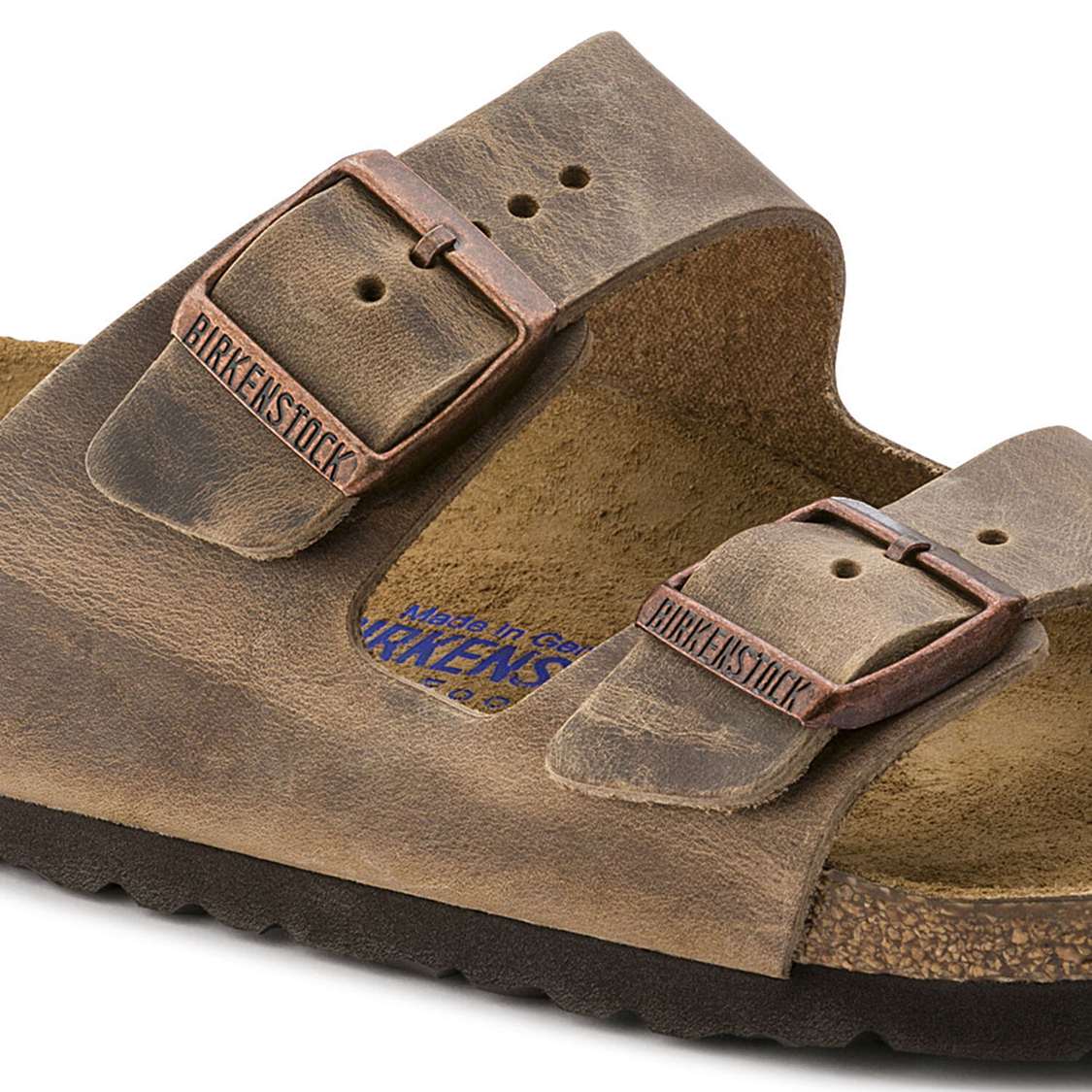 Birkenstock Arizona Soft Footbed Oiled Nubuck Leather Two Strap Sandals Brown | HBD4BA7BxNq