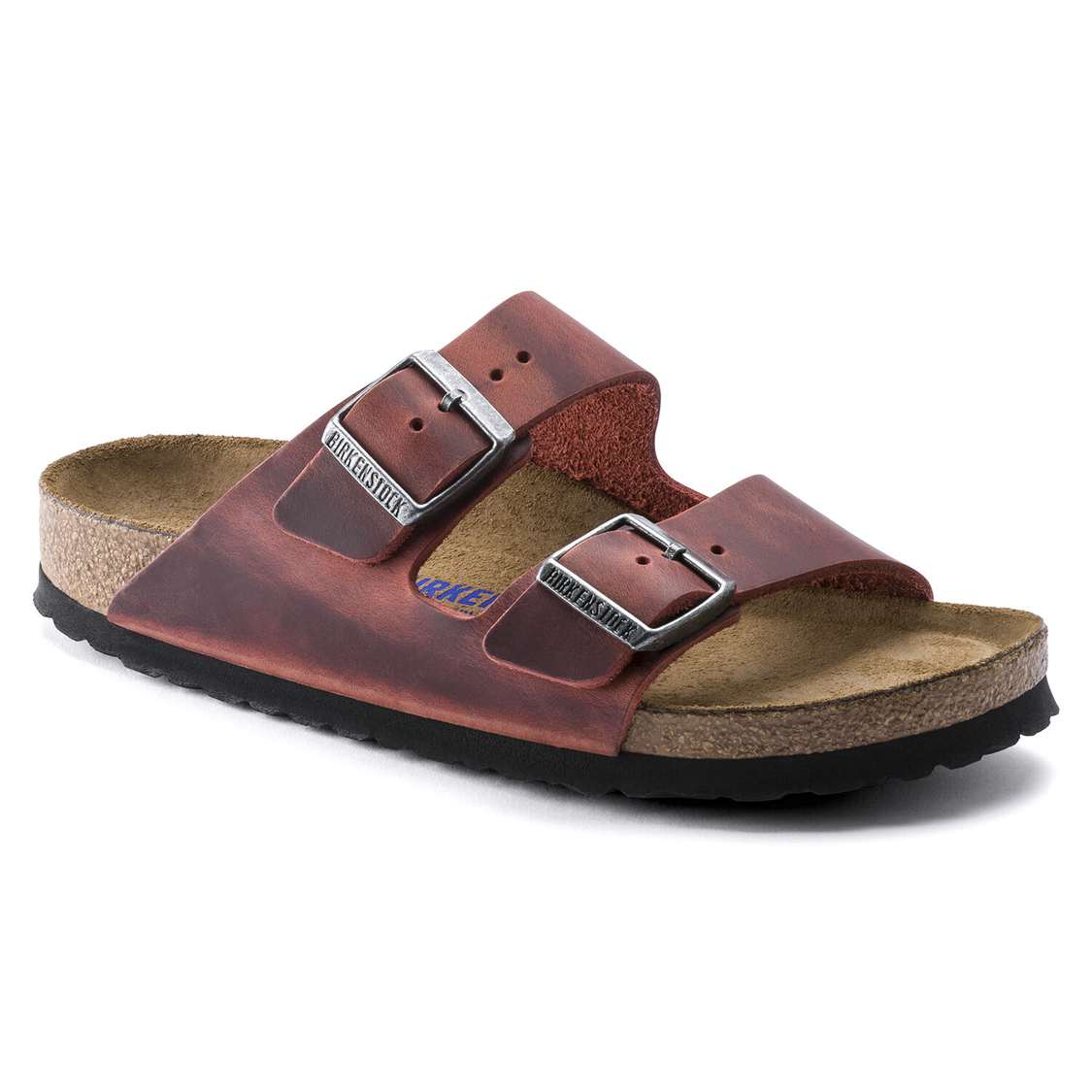 Birkenstock Arizona Soft Footbed Oiled Nubuck Leather Two Strap Sandals Red | soVGA4ie25N