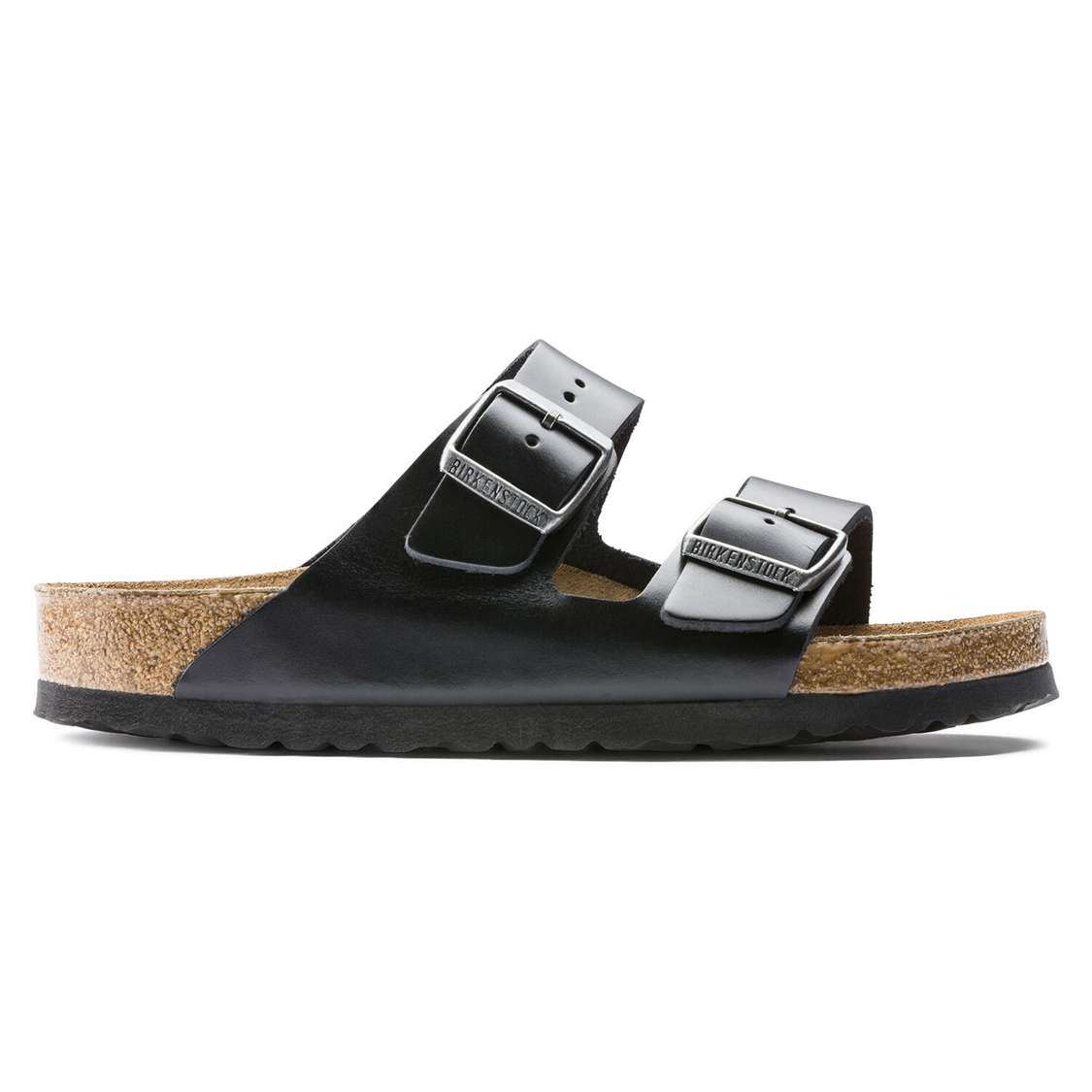 Birkenstock Arizona Soft Footbed Smooth Leather Two Strap Sandals Black | ZSs6KMKSweh