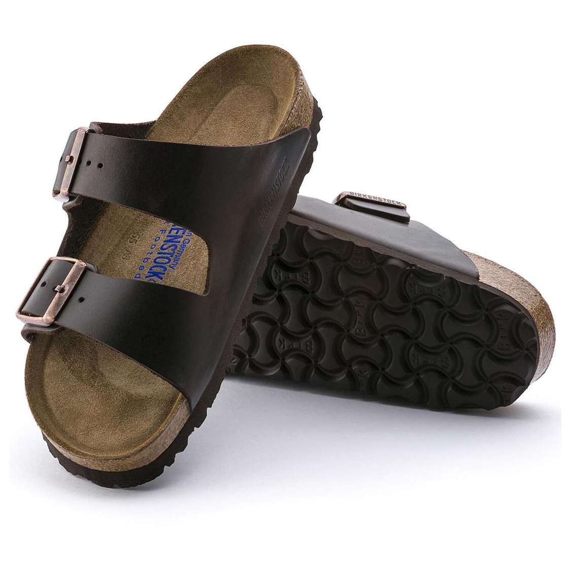 Birkenstock Arizona Soft Footbed Smooth Leather Two Strap Sandals Black | yJo7qPpn1mV