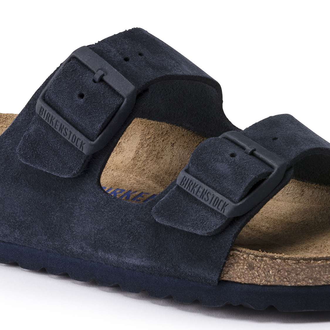 Birkenstock Arizona Soft Footbed Suede Leather Two Strap Sandals Blue | 1cMdWV24Xqf