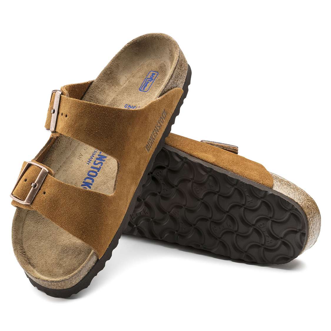 Birkenstock Arizona Soft Footbed Suede Leather Two Strap Sandals Yellow | C6n1JblkgpE