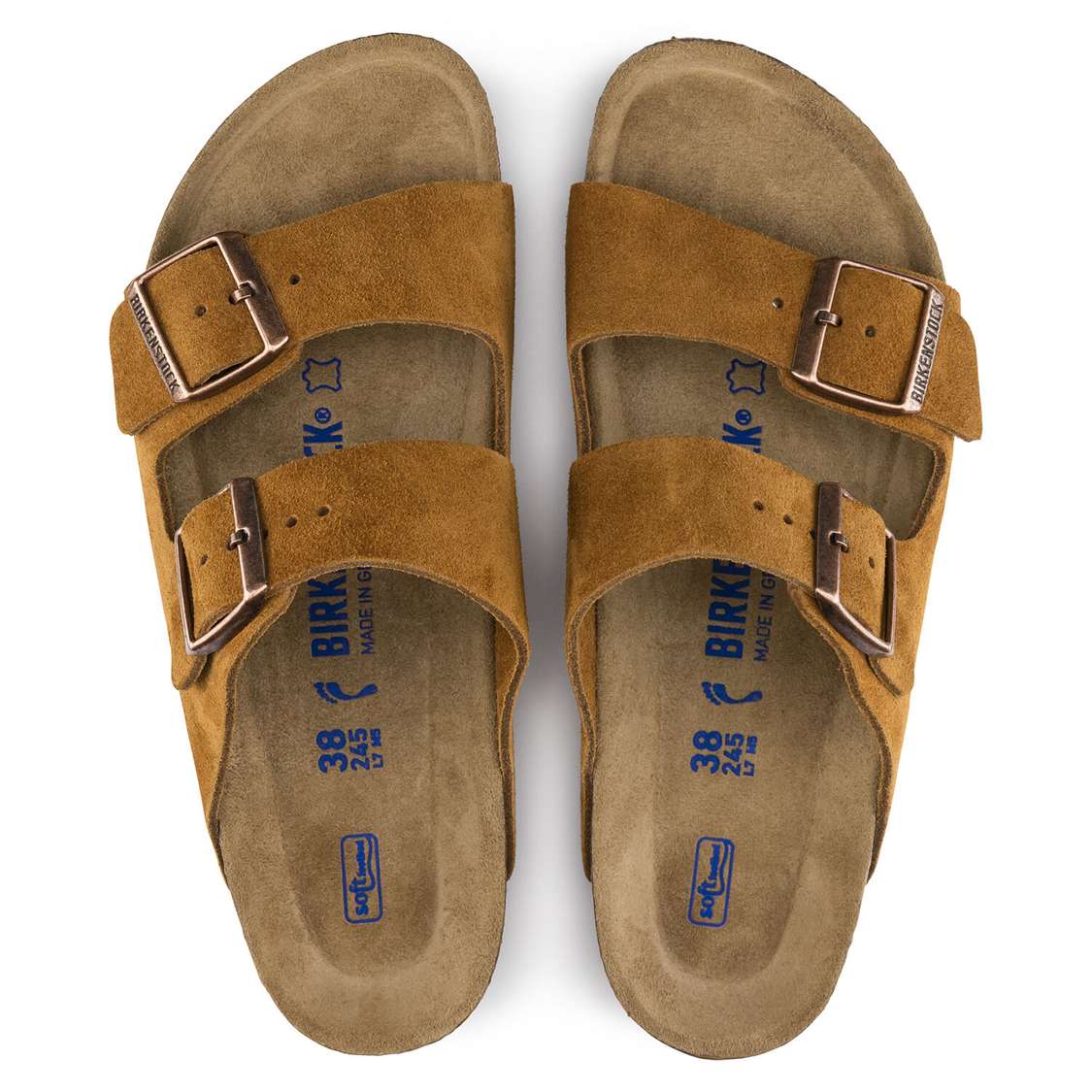 Birkenstock Arizona Soft Footbed Suede Leather Two Strap Sandals Yellow | C6n1JblkgpE