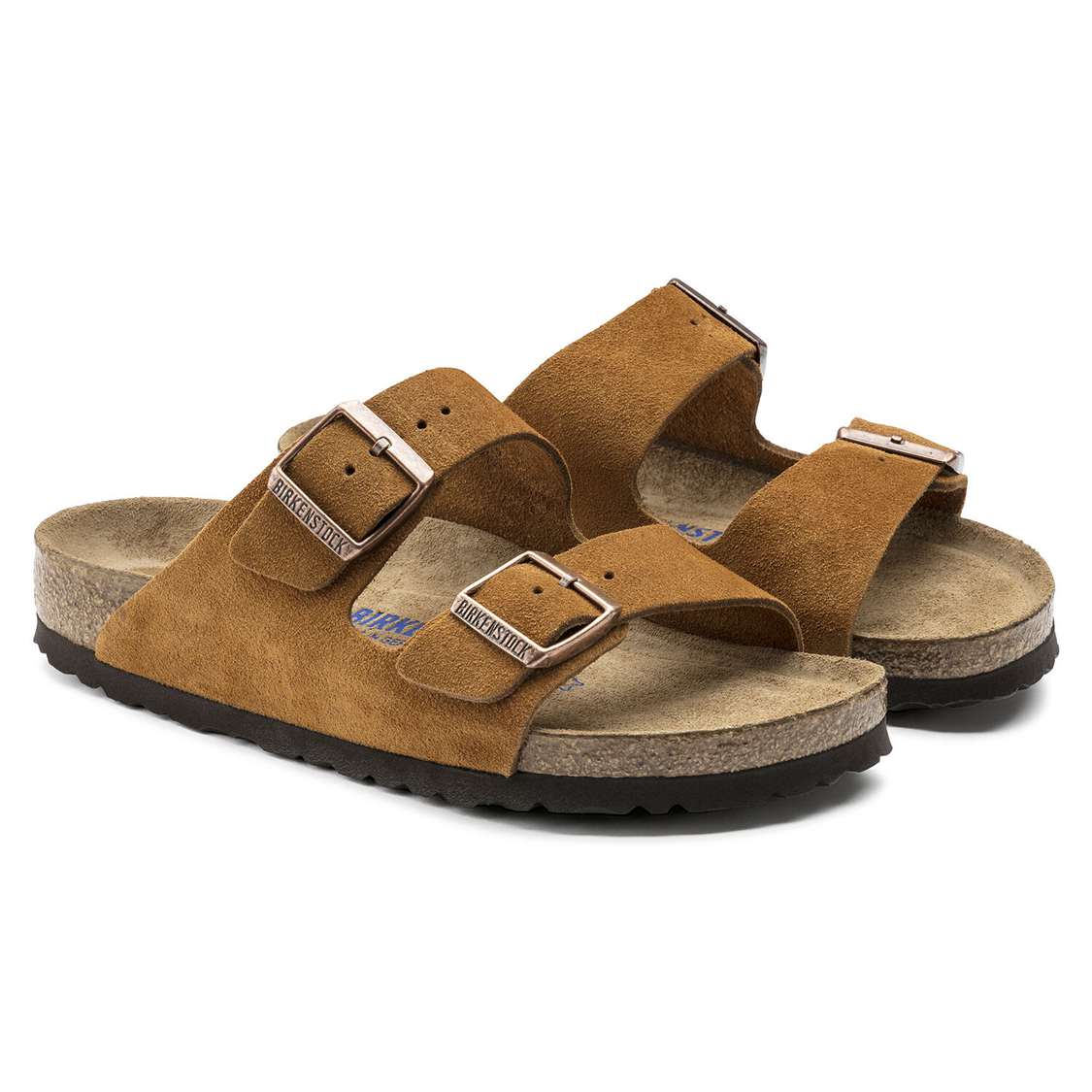 Birkenstock Arizona Soft Footbed Suede Leather Two Strap Sandals Yellow | C6n1JblkgpE